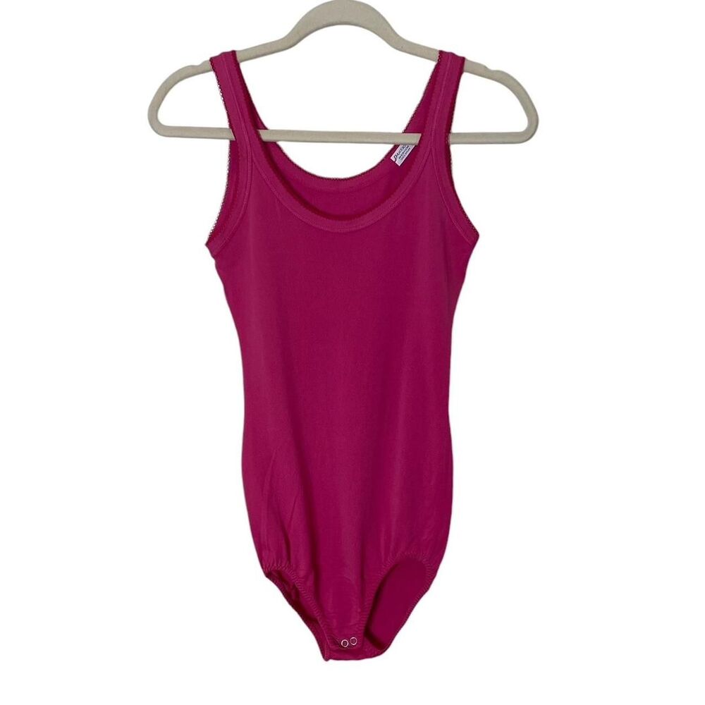 60s 70s true vintage Danskin pink nylon leotard bodysuit top women's medium